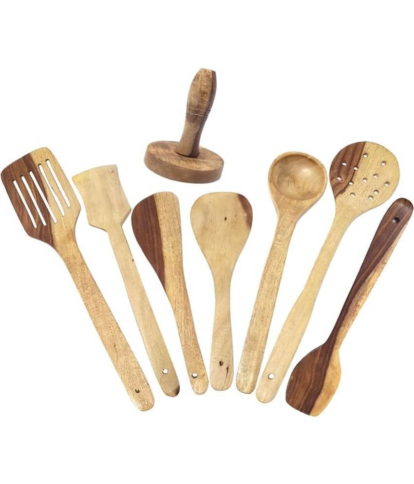 Buzykart - Brown Wood Offset Spatula ( Pack of 8 )