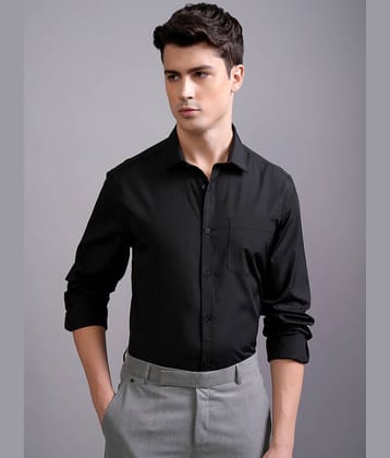 Highlander Poly Cotton Slim Fit Solids Full Sleeves Men's Casual Shirt - Black ( Pack of 1 )
