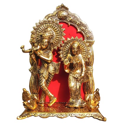 Aluminium Radha Krishna Idol With Umbrella � Decorative God Statue, Height : 11.7 Inch (ASMAS360 G)