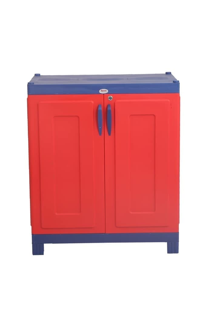 Supreme Furniture Rhythm Multipurpose Dust and Waterproof 2 Doors with 2 Shelves Virgin Plastic Cupboard/Cabinet for Home, Living Room, Kids