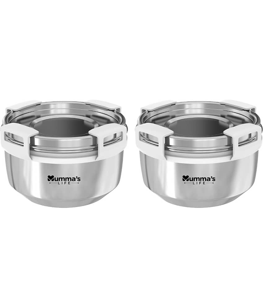 Mumma's Life Steel Silver Food Container ( Set of 2 )