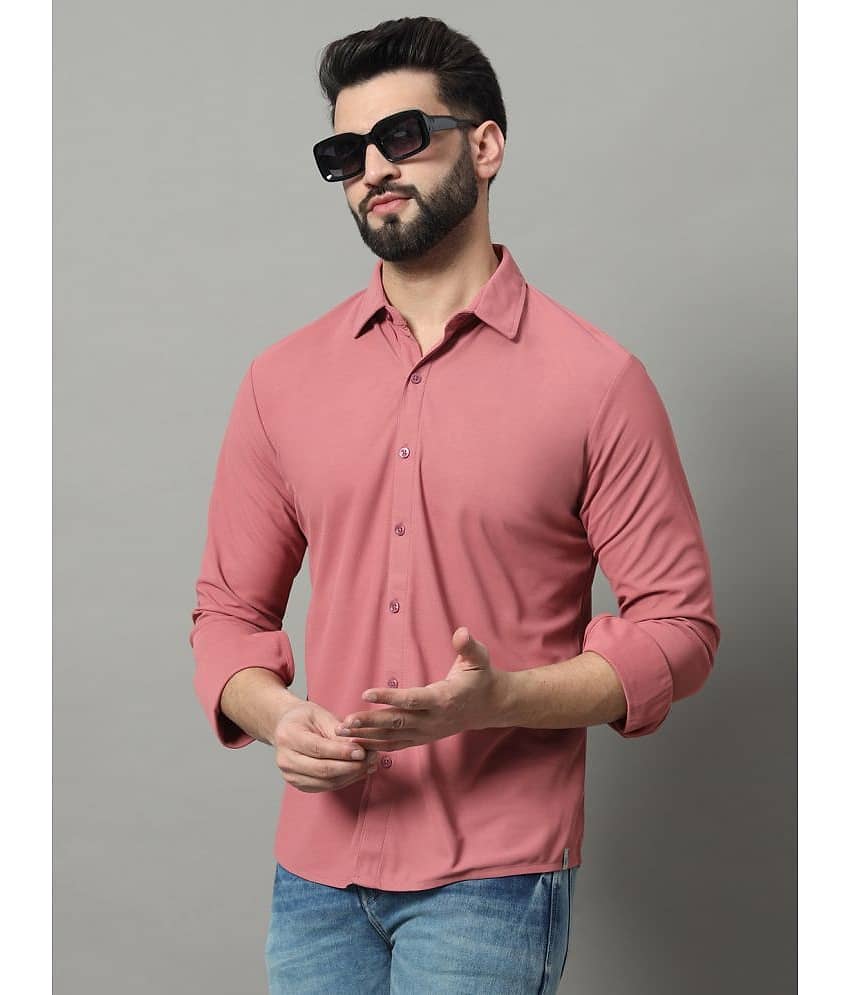 renuovo Polyester Regular Fit Solids Full Sleeves Men's Casual Shirt - Pink ( Pack of 1 )