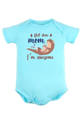 Well Done Mom I'm Awesome Baby Romper | Onesies-Blue / Baby Romper / 0-3 Months