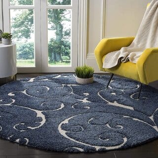 GALLERY HOME Silky Smooth Anti-Skid Shaggy Round Carpet with 2 inch Thickness (5 x 5 Round, Blue S5)
