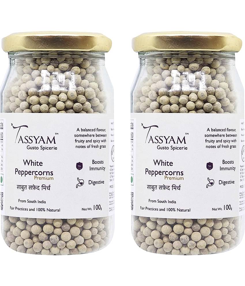 Tassyam White Peppercorns 200 gm Pack of 2