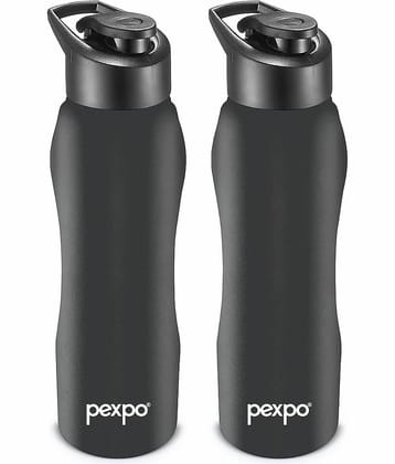 Pexpo Stainless Steel Sports/Fridge Water Bottle Green Sipper Water Bottle 750 ml mL ( Set of 2 )