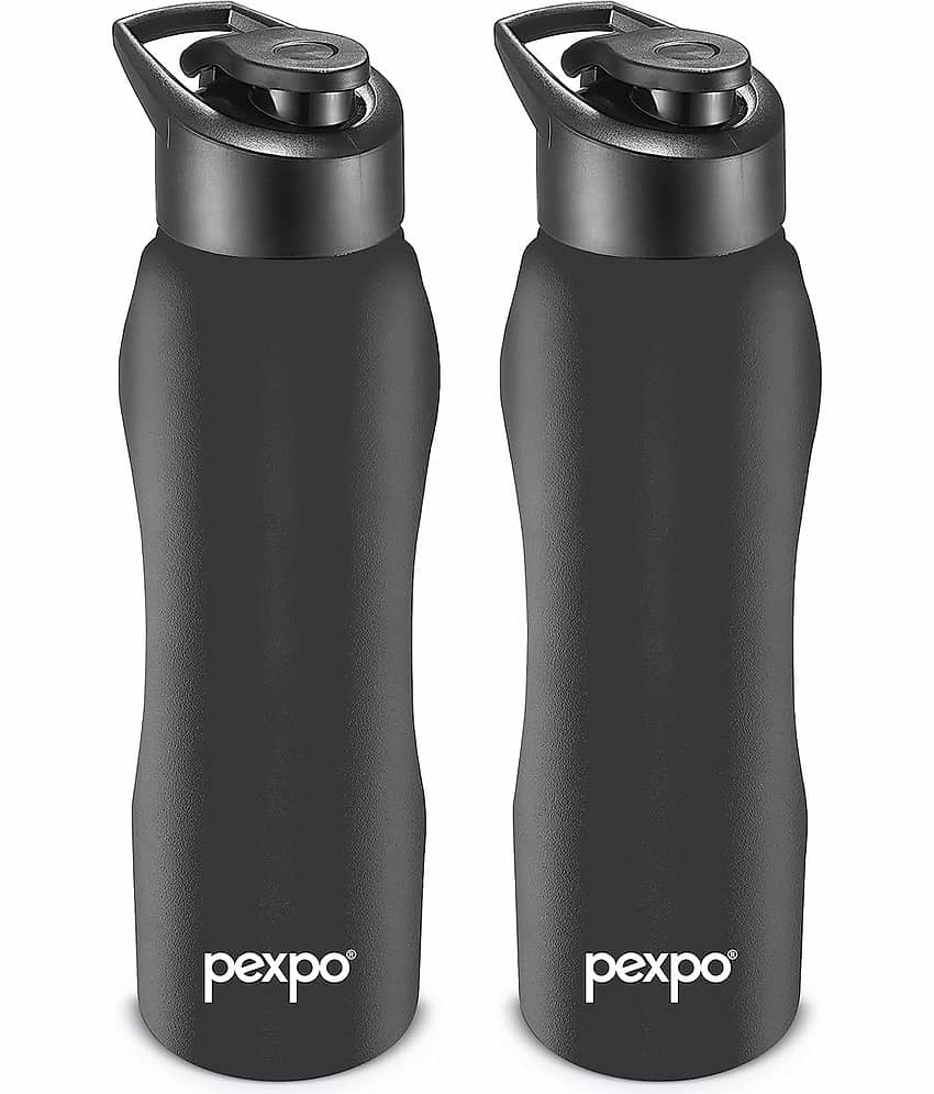 Pexpo Stainless Steel Sports/Fridge Water Bottle Green Sipper Water Bottle 750 ml mL ( Set of 2 )