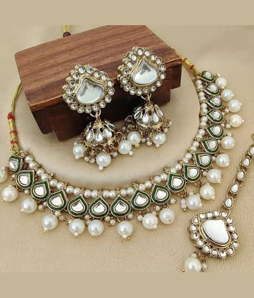 Padmavati Bangles White Alloy Necklace Set ( Pack of 1 )