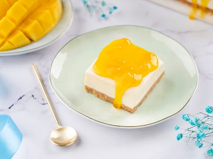 Mango Baked Cheesecake Slice