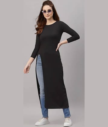 Rigo - Black Cotton Women's Front Slit Kurti ( Pack of 1 )