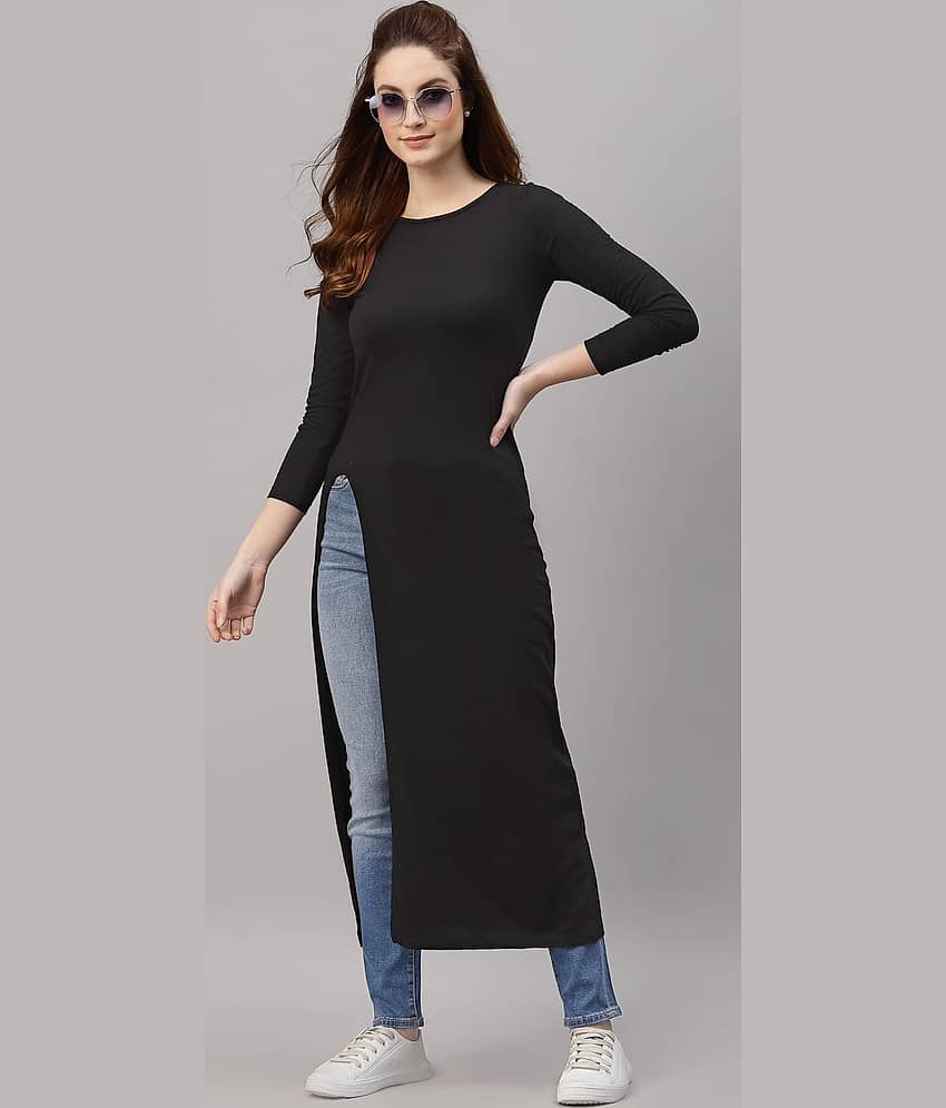 Rigo - Black Cotton Women's Front Slit Kurti ( Pack of 1 )