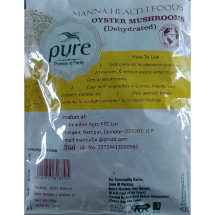 Oyster Mushrooms (Dehydrated) 50gms - 50 gm - Single Unit Pack