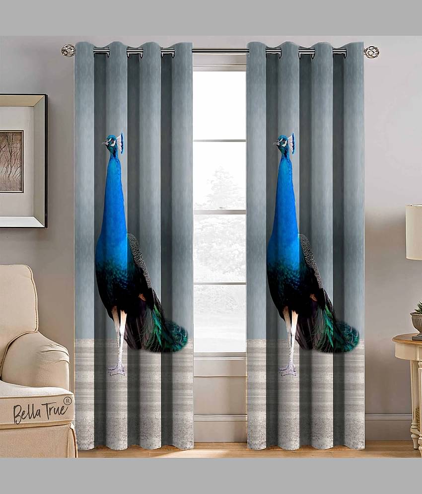 BELLA TRUE  Set of 2 Window SemiTransparent Eyelet Polyester Multi Color Curtains ( 152 x 113 cm )