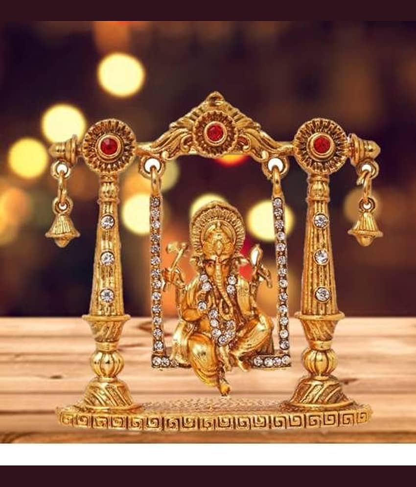 SCrazeHub Brass Ganesha Idol x cms