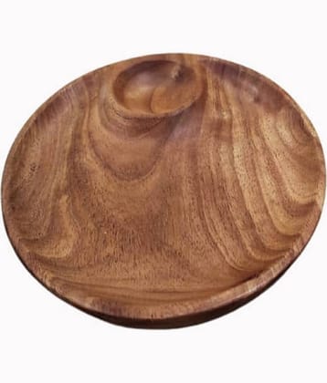 Agri Club Neem Wood Plate With Inner Bowl, Dosa Plate , Pack of 1, Normal Size