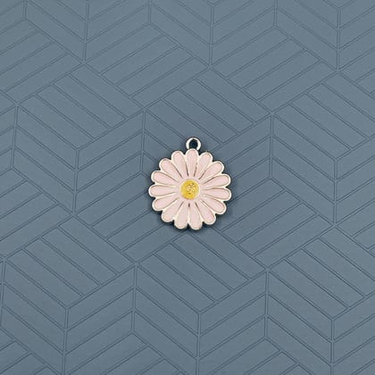 Brass Enamel White Yellow Gold Daisy Flower Pendant Combo Pack Of 6 For Women
