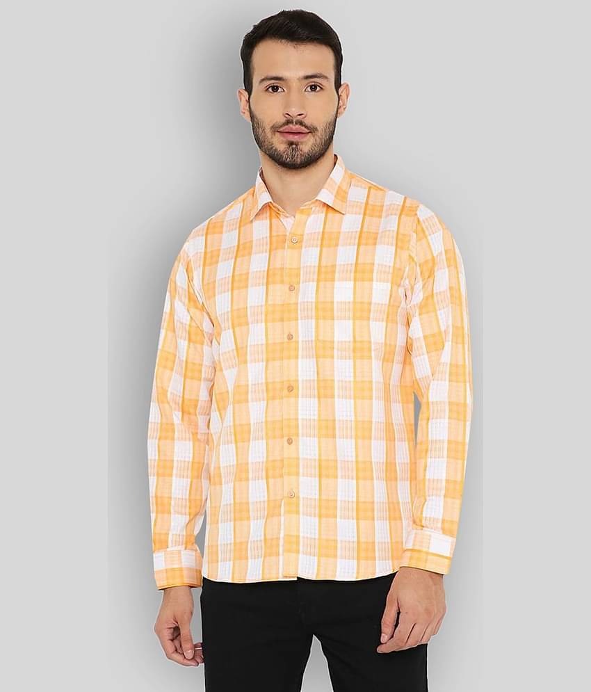 Maharaja - Orange Cotton Blend Slim Fit Men's Formal Shirt ( Pack of 1 )