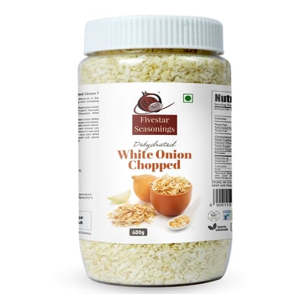 Fivestar Seasoning White Onion Chopped 400g, 100% Natural, Rich In Iron, Easy To Cook, 0% Trans-Fat Dehydrated Onion Flakes (400 Grams)