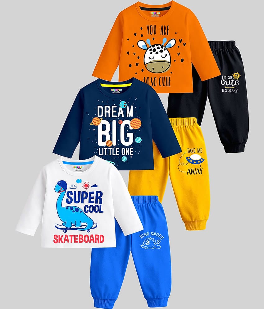Kuchipoo Pack of 3 Boys Cotton Blend T-Shirt & Trackpants Set ( Multicolor 6 )