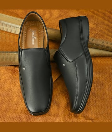 John Karsun Black Men's Slip On Formal Shoes