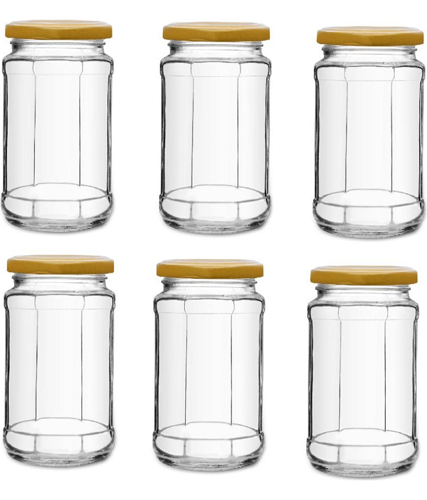 CROCO JAR - Glass Gold Spice Container ( Set of 6 - 450 )