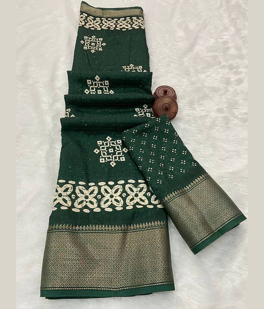 Bhuwal Fashion Art Silk Printed Saree With Unstitched Blouse Piece ( Red )