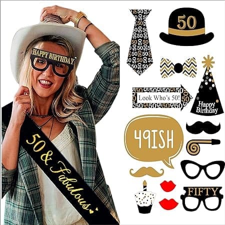 50th Combo Pack Sash and Props - Party and Festive Needs | Buy online on ZillyBuy