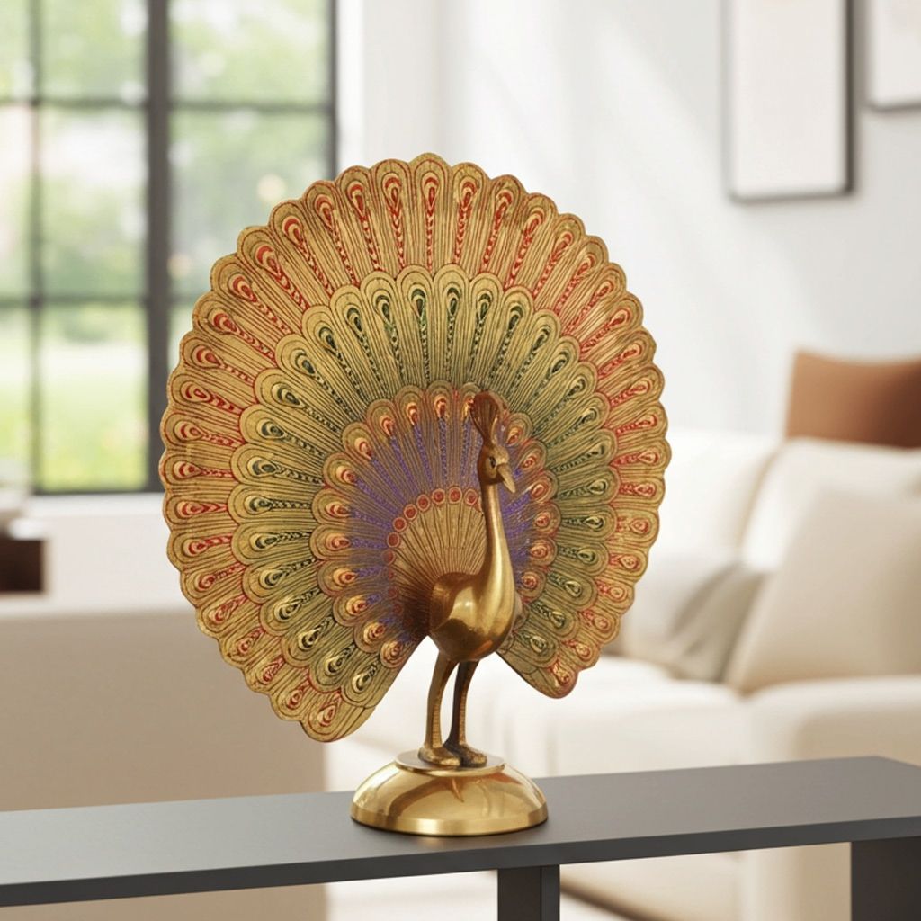 Brass Handicraft Showpiece Peacock Statue (FMAS375 A)