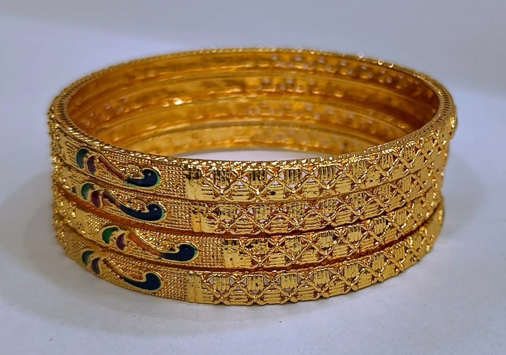 Gold Plated Bangles Set of 4 Traditional Indian Wedding Jewelry