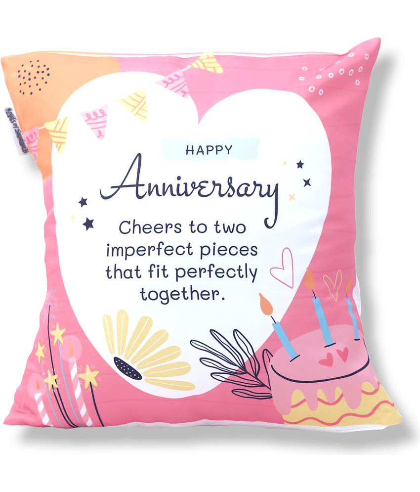 Ros - Peach Polyester Gifting Printed Cushion