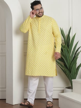 Men's Cotton Blend Printed Yellow Pyjama-54