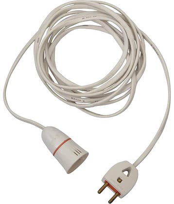 HIRU Bulb Holder Hanging 2 Meter Flexible Wire with 2 Pin Plug (White, Pack of 1)