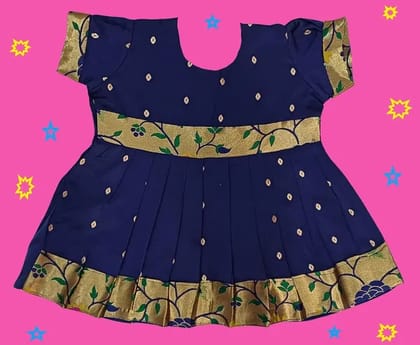 Mom And Me Navy Blue Taffeta Frock (0-3 Months) | Premium Elegant Design | Festive & Party