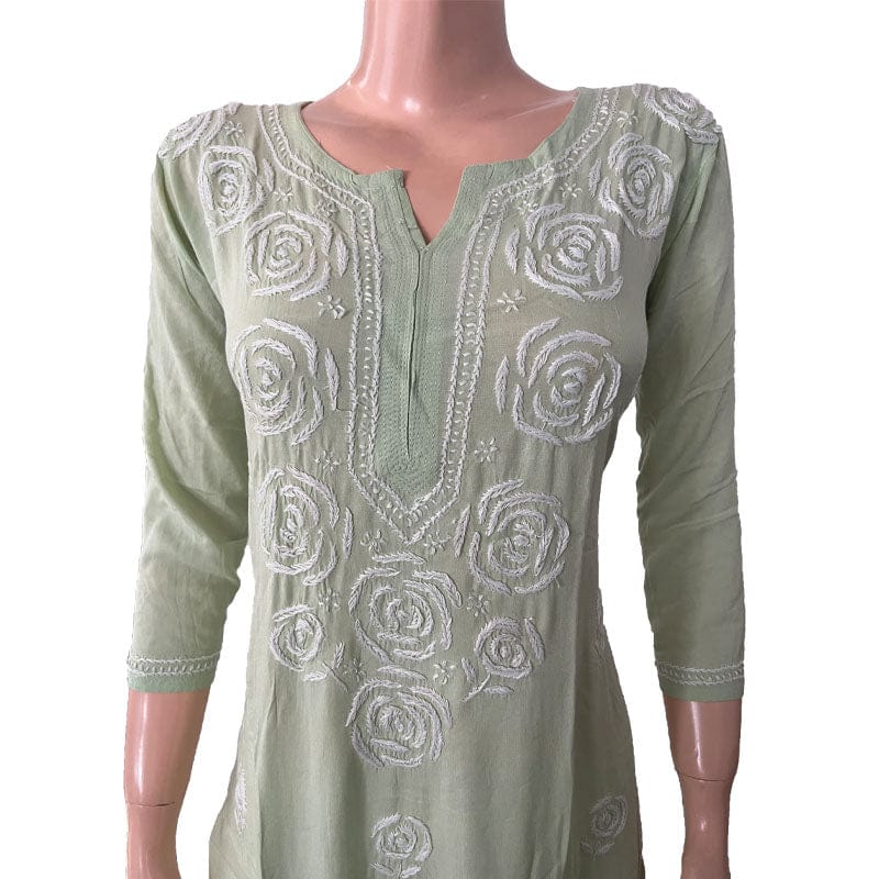 Rayon Cotton  Chikankari  Kurta, Pale Green, KC1033-S