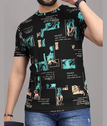 FABRIPPLE Polyester Regular Fit Printed Half Sleeves Men's Round T-Shirt - Blue ( Pack of 1 )
