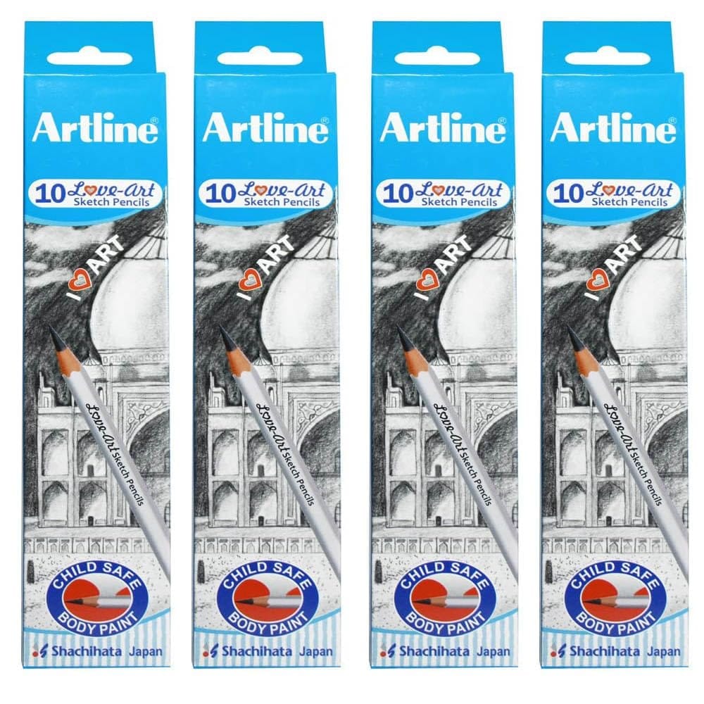 Artline Sketch Pencil Set Of 10 (GRADE 6B X 4) | For Drawing, Sketching, Hatching, Shading | Ultra Dark and Super Smooth