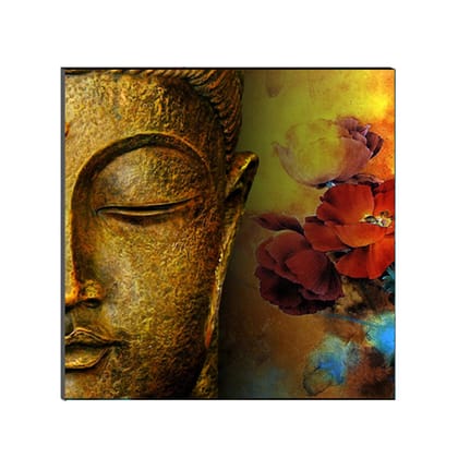 Meditating Lord Buddha Face Painting Digital Printed Religious Wall Art