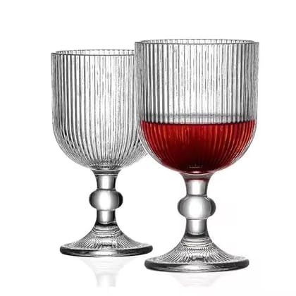 Lining Wine Glasses | 370ML | Premium, Champagne, Crystal, Vintage, Italian Glass Mug | Perfect for Home, Bar, Casino Party |
