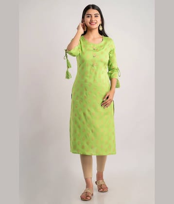 MAUKA - Green Rayon Women's Straight Kurti ( Pack of 1 )