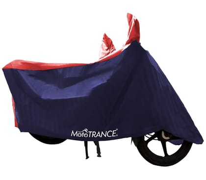 Mototrance  Bike Body Cover For TVS Apache RTR 200 4V Interlock-Stitched Water and Heat Resistant with Mirror Pockets (Sporty Series)-Red Blue