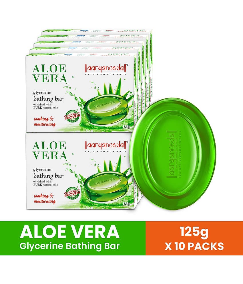 Aaryanveda Moisturizing Aloe Vera Glycerine Bathing Bar for All Skin Type ( Pack of 10 )