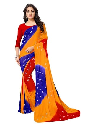 Generic Women's Chiffon Saree (Mustard, 5 - 6 Mtrs)