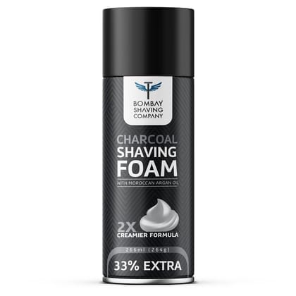 Bombay Shaving Company Charcoal Shaving Foam - Activated Charcoal & Moroccan Argan Oil, 266 Ml