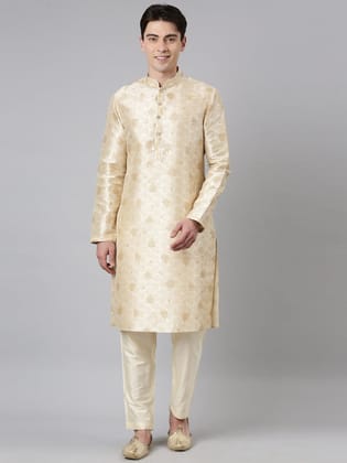 Beige Printed Kurta Set-Made To Measure / Only Kurta - No Lowers