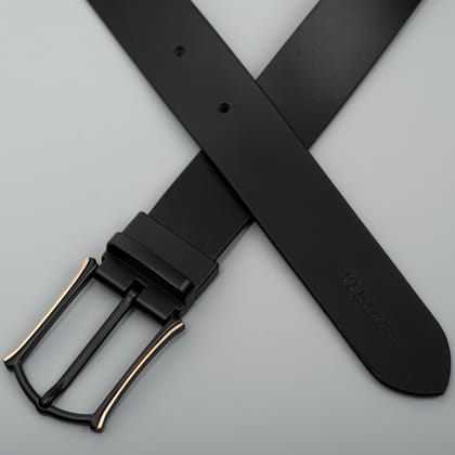 Men Vactori Formal Matt black Buckle Genuine Leather Belt-Adjustable