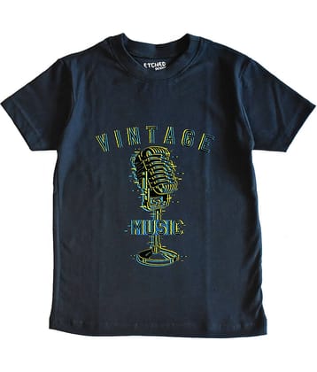 ETCHED DESIGN Pack of 1 Boys Cotton T-Shirt ( Navy Blue )