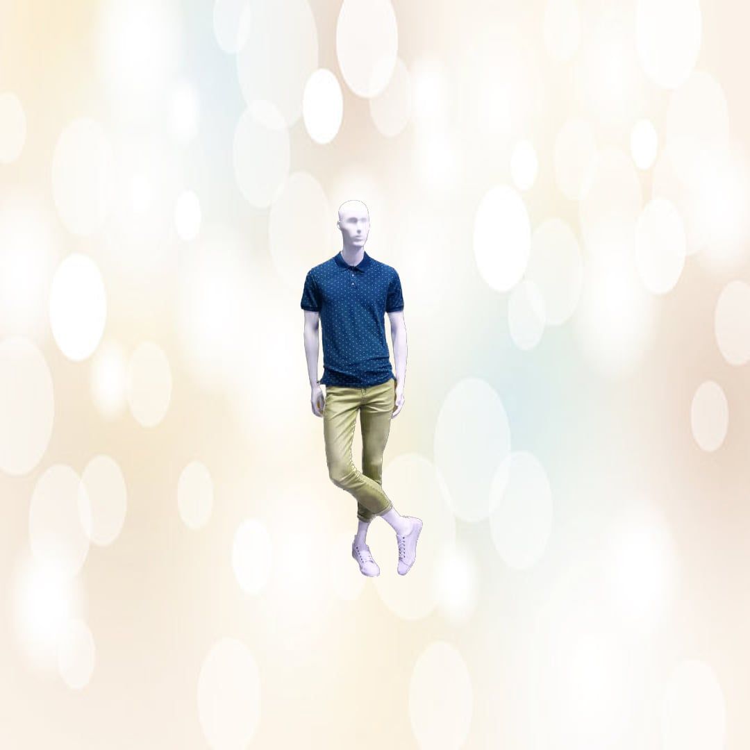 Men's Printed Polo Shirt and Chino Jeans Set (Blue, Beige) | Casual Everyday Outfit | Smart Casual