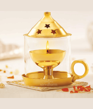 ServDharm Borosilicate Glass Akhand Diya - Pack of 1