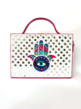 Hamsa Rectangle Lippan Art Box Bag