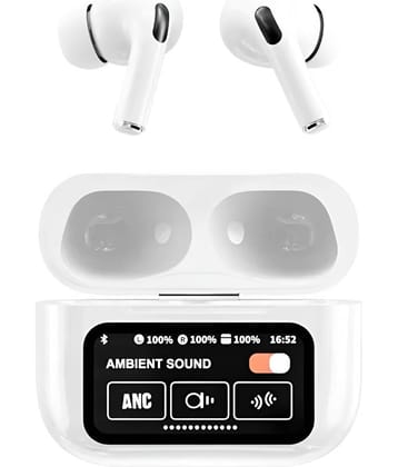 VERONIC A9 TouchScreen ANC Bluetooth True Wireless (TWS) In Ear 32 Hours Playback Active Noise cancellation IPX4(Splash & Sweat Proof) White